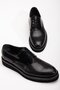 Genuine Leather Men's Classic Shoes Black Patent Leather Thick Sole Tied Flat