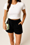 Women's Black Shorts Modal Fabric Lace-Up Double Pocket Comfortable Fit - 2
