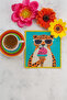 Pack of 2 Digital Printed Cocktail Napkins with Embroidery Detail Ds4