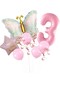Pink Retro Butterfly Age Foil Pink Star Birthday Party Set Ornament - 6