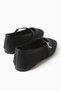 Remza Black Knitted Textured Women's Ballerina Buckle Comfortable Daily Shoes - 8