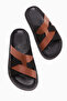 Rumi Tan Cross Strap Women's Slippers - 4