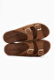 Samina Camel Double Striped Wedge Heeled Women's Slippers - 2