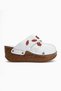 Genuine Leather Alto White Wedge Slippers Antique Sole Comfort Slippers - 2