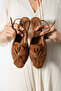 Genuine Leather Back Open Elastic Casual Women's Ballerinas - 4