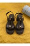 Genuine Leather Women's Sandals – Square Toe – Buckle Strap – Flat Sole - Size 35 42