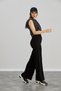 Women's Black Modal Wide Leg Striped High Waist Elastic Waist Soft Textured Lycra Trousers - 8
