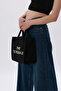 Women's Black Bag Long Strap Canvas Large Lined Inner Pocket Tote Bag Cross Hand and Shoulder Bag - 4