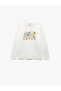 Anime Printed Ecru Girl's Long Sleeve T-Shirt 6Wkg10024Ak