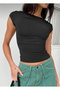 Linich&Co Backless Black Crop Women's Blouse