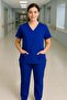 Cobalt Blue Unisex Batwing Sleeve Nurse and Doctor Uniform Set Scrubs - 3
