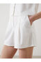 New season from gulis gi̇yi̇m ecru elastic waist crepe women's pleated shorts - 3