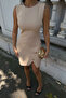 Women's beige strappy accessorized slit mini dress - 6