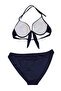 Light Navy Blue Brazilian Bow Detail Padded Support Push-Up Bikini Set - 2