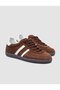 100% Genuine Leather Brown Lace-Up Women's Sneakers - 2