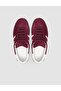 100% Genuine Leather Burgundy Lace-Up Women's Sneakers - 5