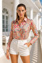 Women's Patterned Slim Fit Trend Shirt - Desing Shirt with Hidden Button Detail