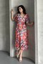 Floral Pattern Double Breasted Neckline Chiffon Dress – Lined, Belted, Summer Women's Dress - 3