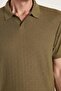 Men's Slim Fit Slim Fit Viscose Fabric Patterned Plain Pique Buttonless Khaki Polo Neck T-Shirt - 3