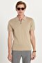 Men's Slim Fit 100% Cotton Knitted Knitwear Zippered Mink Polo Collar T-Shirt