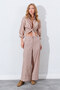 Mink Gabardine High Waist Double Leg Palazzo Women's Trousers |   Ek100664911 - 2