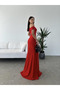 Women's Boat Neck Diver Fabric Low-Cut Evening Dress – Special Occasion & Invitation Dress - 6