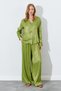 Oil Green Rubber Waist, Draped Satin Palazzo Pants |   Ek1006618511