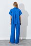 Indigo Lace-Up Comfortable Stylish Women's Trousers with a Straight Cut at the Waist |   Ek100669938 ​​ - 5
