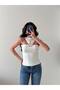 Women's White Buckle Detailed Bustier