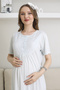 Postpartum Long Nightgown and Robe Maternity Set 6-Button Nursing and Suitable for Modest Wear - 4