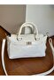 Soft Leather Women's Hand and Shoulder Bag with Lock Detail - 2