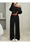 Women's Plain Off Shoulder Crop Sweatshirt Sweatpants Double Set
