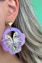 Purple Color Butterfly Figured Heart Detailed Earrings (Pair)