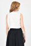 White Embroidered Sleeveless Crop Vest with Tie Detail 8031 - 5