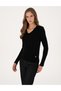 Black Slim Fit V-Neck Basic Sweater 50310915-Vr046 - 3