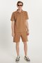 Men's Standard Fit Regular Fit Cotton Polo Collar Waist Lace-Up Brown Shorts Suit - 4