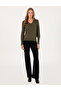 Khaki Slim Fit V-Neck Basic Sweater 50310915-Vr027 - 4