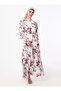 Floral Chiffon Hijab Dress with Ruffle Detail - Dried Rose -