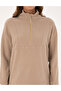 Beige Comfort Fit Zippered Fleece Sweatshirt 50314954-Vr011 - 6