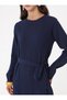 Cotton Muslin Hijab Dress with Flywheel Detail - Navy Blue - - 5