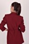 Women's Burgundy Waist Tie Blazer Jacket - 5