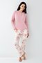 Women's Dusty Rose Seasonal Pajama Set, Pocket Detail, Modal and Cotton Fabric - 2