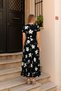 Women's Short Sleeve Crew Neck Floral Print Maxi Knit Crepe Dress - 4