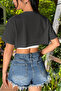 Women's Anthracite Crew Neck Oversize Crop T-Shirt - 6