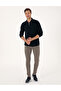 Navy Blue Slim Fit Non-Curling Zippered Polo Collar Basic Pique Sweatshirt 50314046-Vr033 - 4