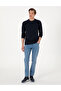Navy Blue 2 Thread Regular Fit Crew Neck Basic Sweatshirt 50314054-Vr033 - 4