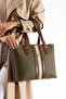 Women's Polo Stripe Patterned Long Strap 4 Compartment Hand & Shoulder Bag