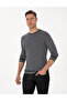 Light Gray Melange Slim Fit Crew Neck Wool Blend Sweater 50315712-Vr091