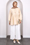 Beige Sleeve Elastic Front Buttoned Tunic - 2