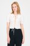 White Tie Detail Baby Collar Crop Blouse 8064 - 6